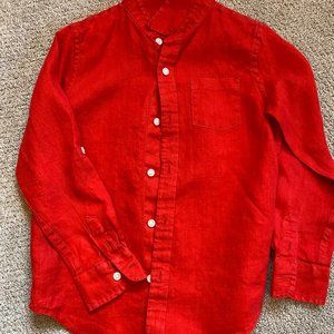 Janie and Jack Red Linen Button Down Shirt